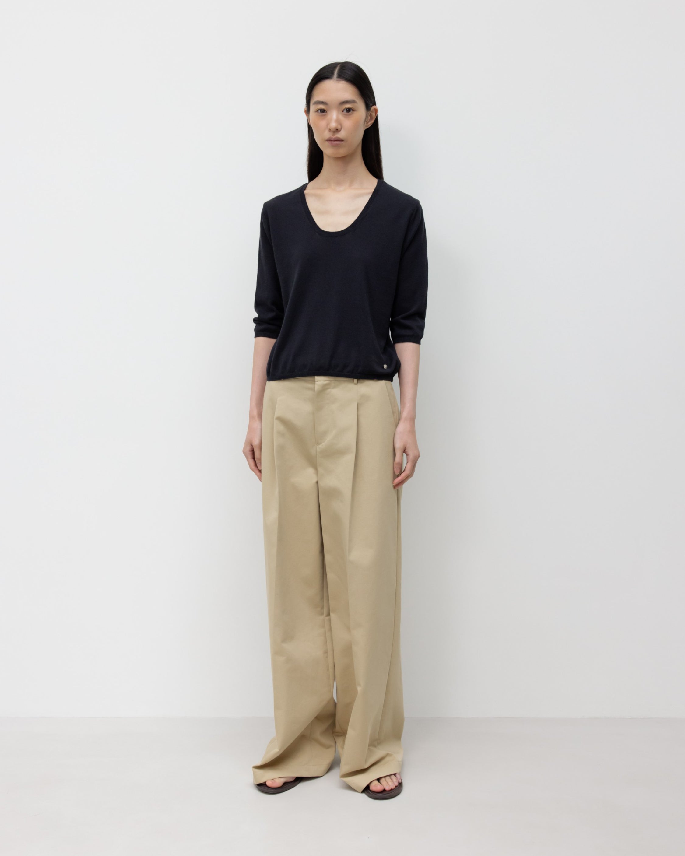 GBH / Wide Fit Cotton Pants - Beige