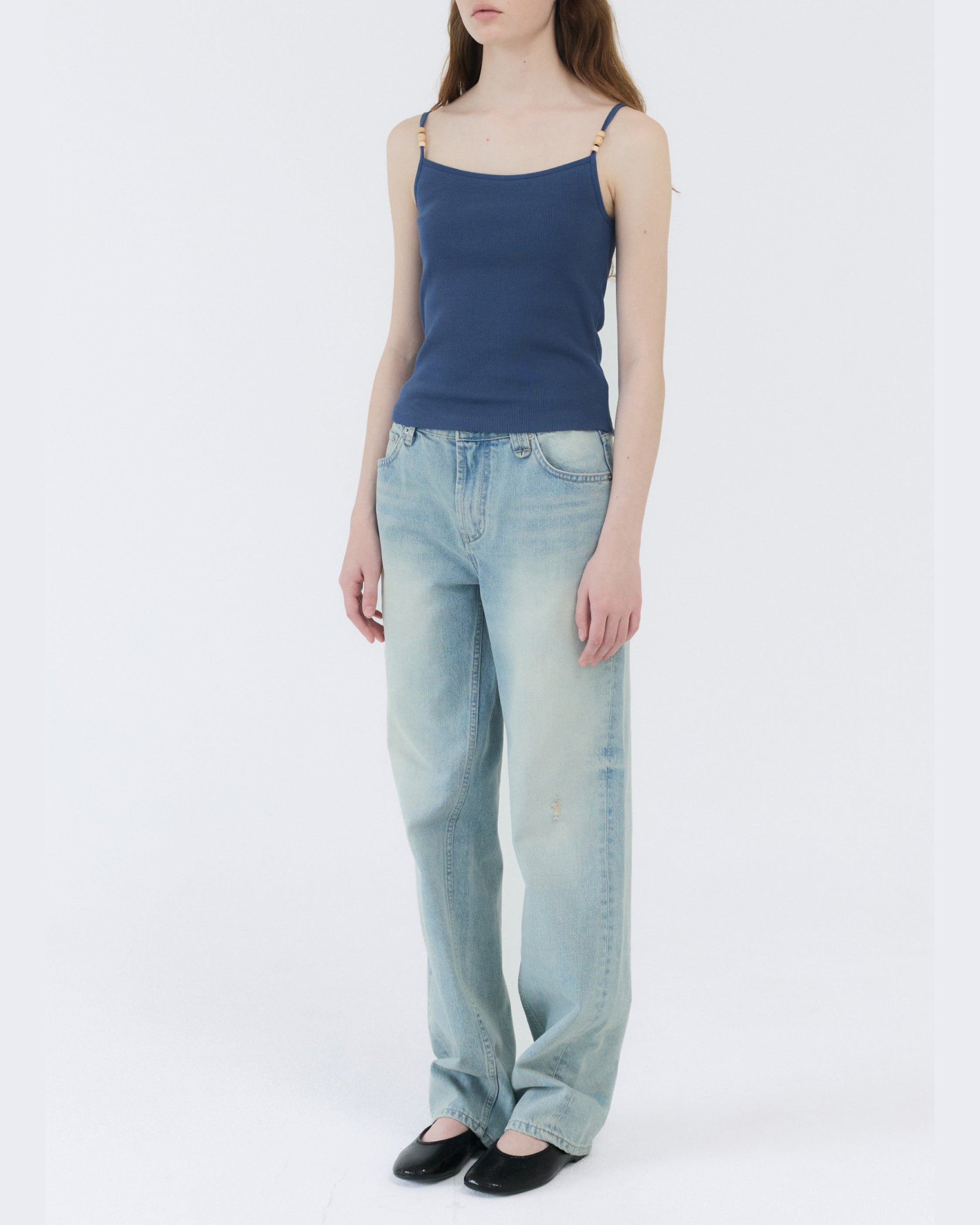 GBH / Wood Beads Sleeveless - Blue Grey