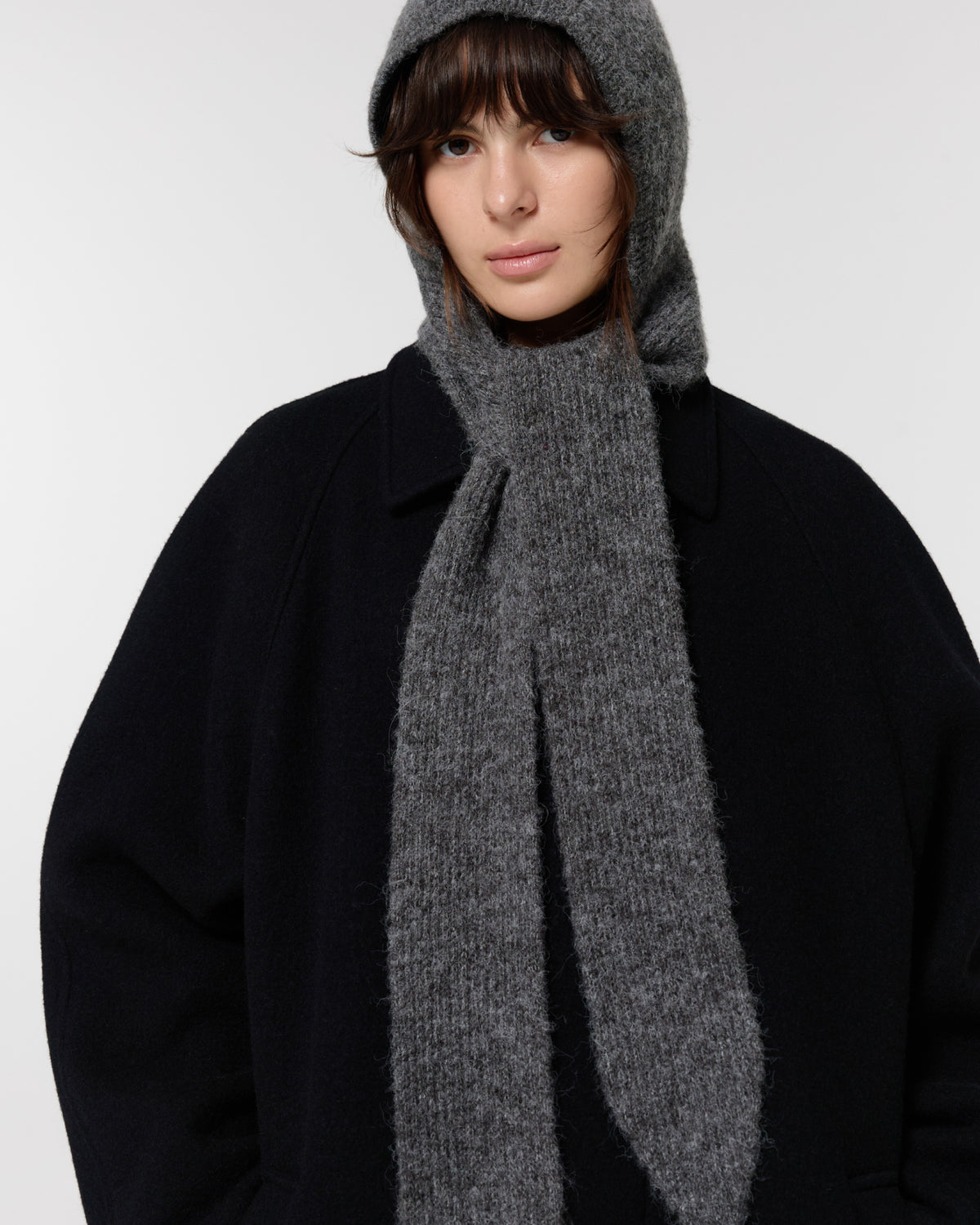 GBH / WOOL ALPACA HOOD SCARF - Charcoal