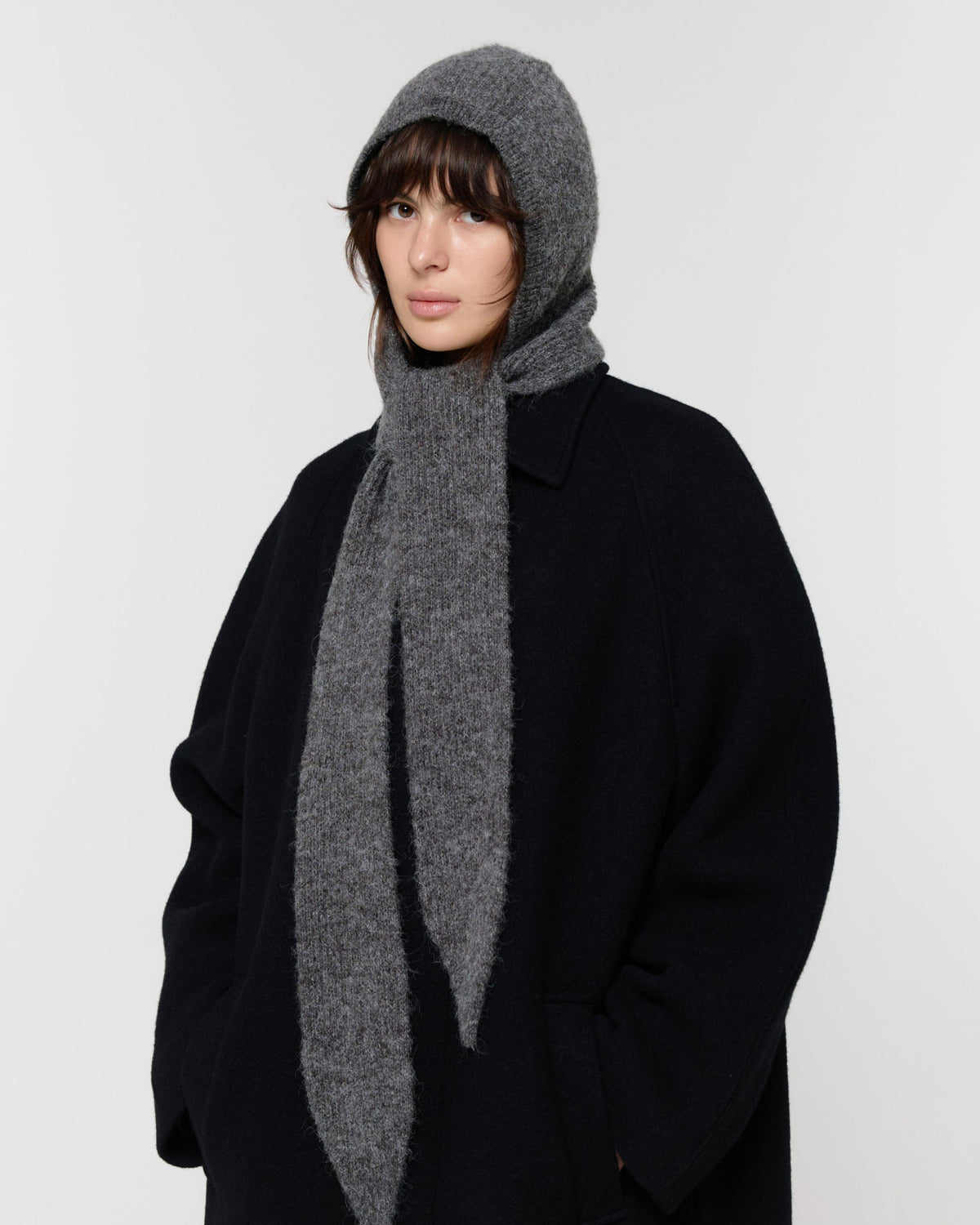 GBH / WOOL ALPACA HOOD SCARF - Charcoal
