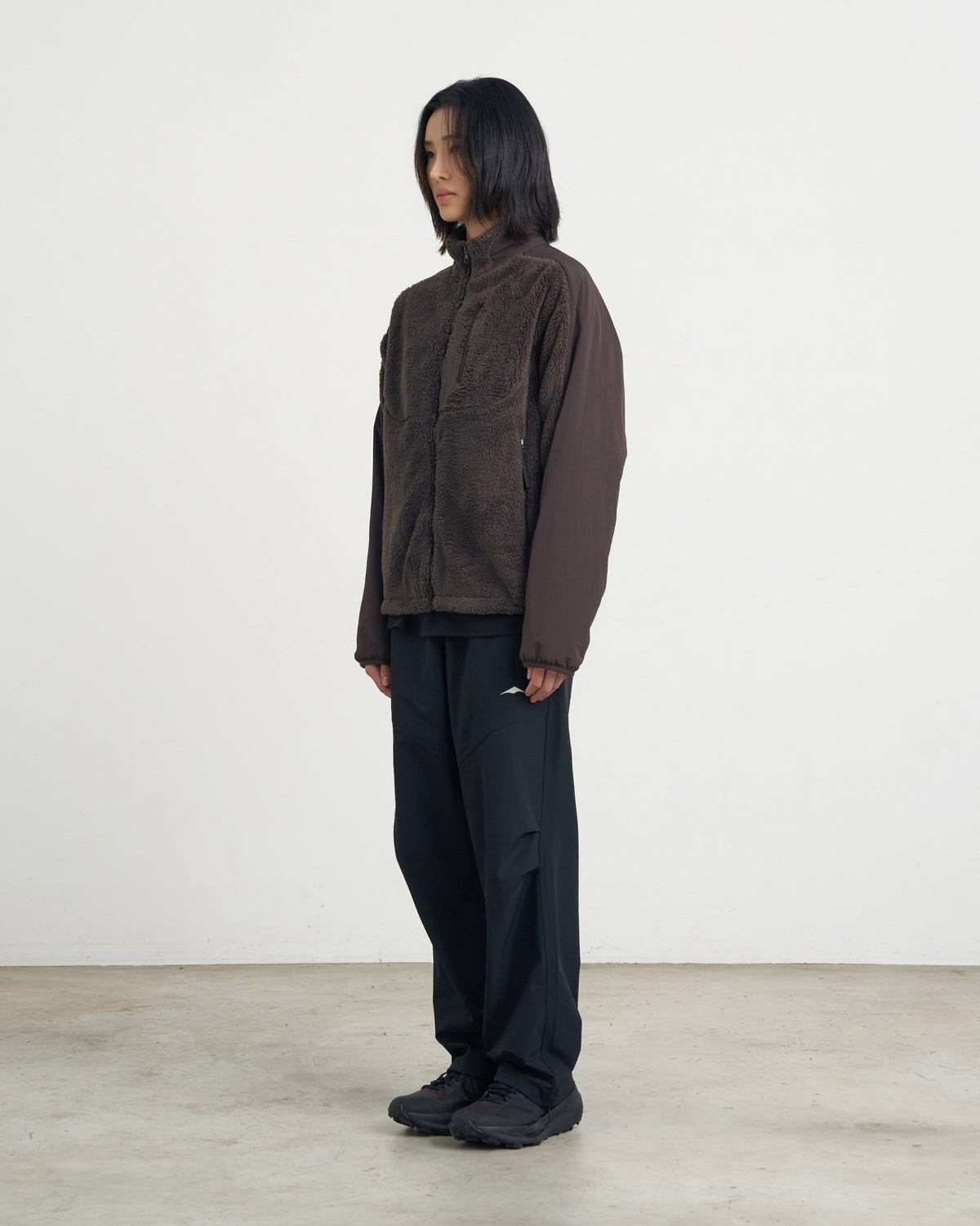 GOYOWEAR / Nylon Shear Fleece Jacket - Brown Grey