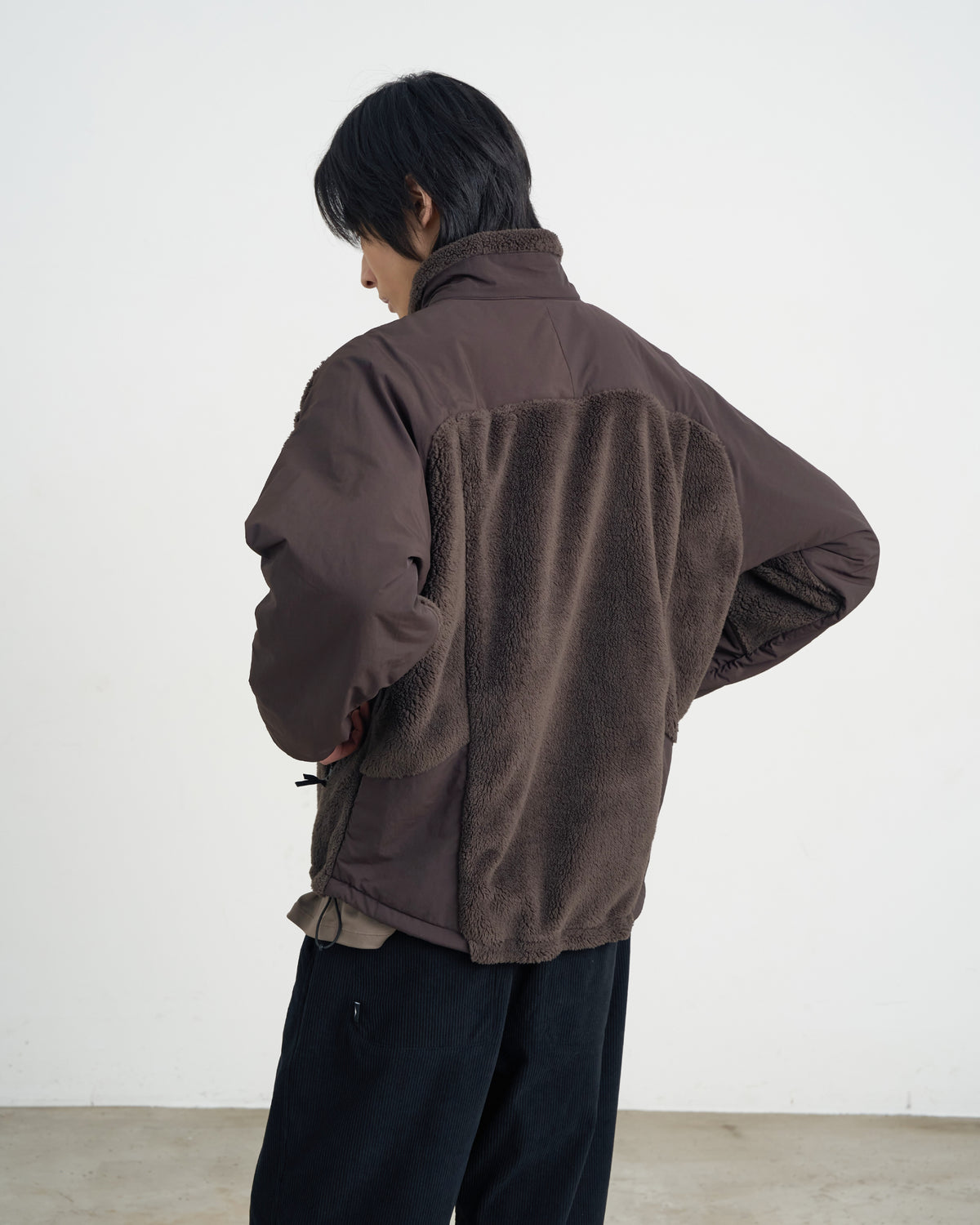 GOYOWEAR / Nylon Shear Fleece Jacket - Brown Grey