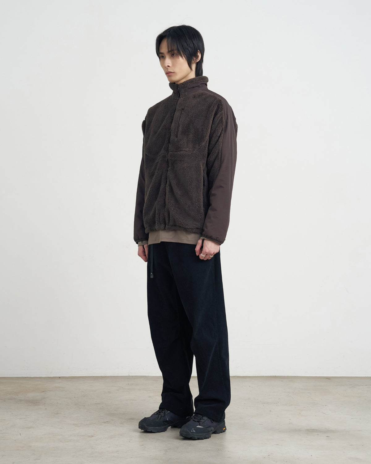 GOYOWEAR / Nylon Shear Fleece Jacket - Brown Grey