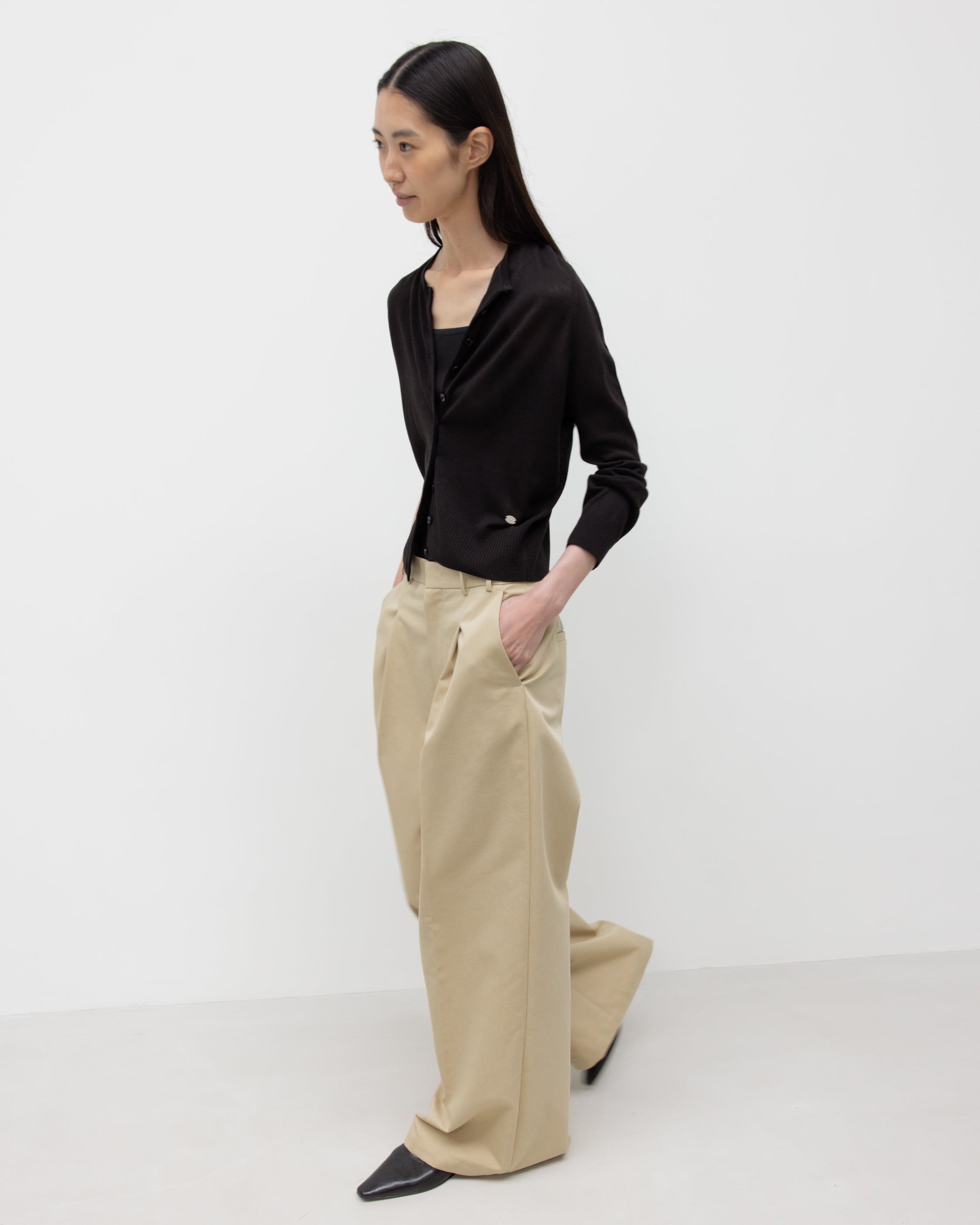 GBH / Wide Fit Cotton Pants - Beige