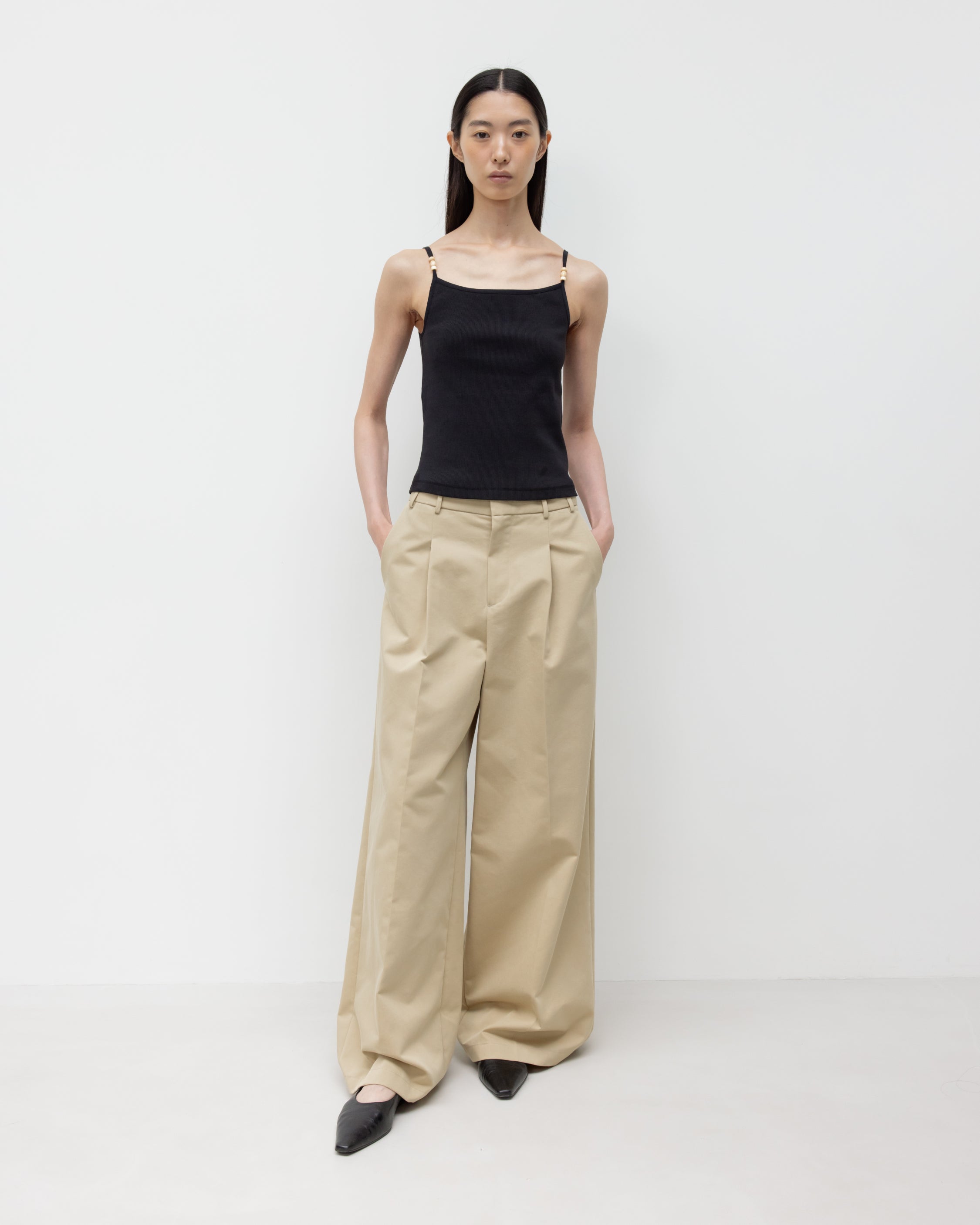GBH / Wide Fit Cotton Pants - Beige