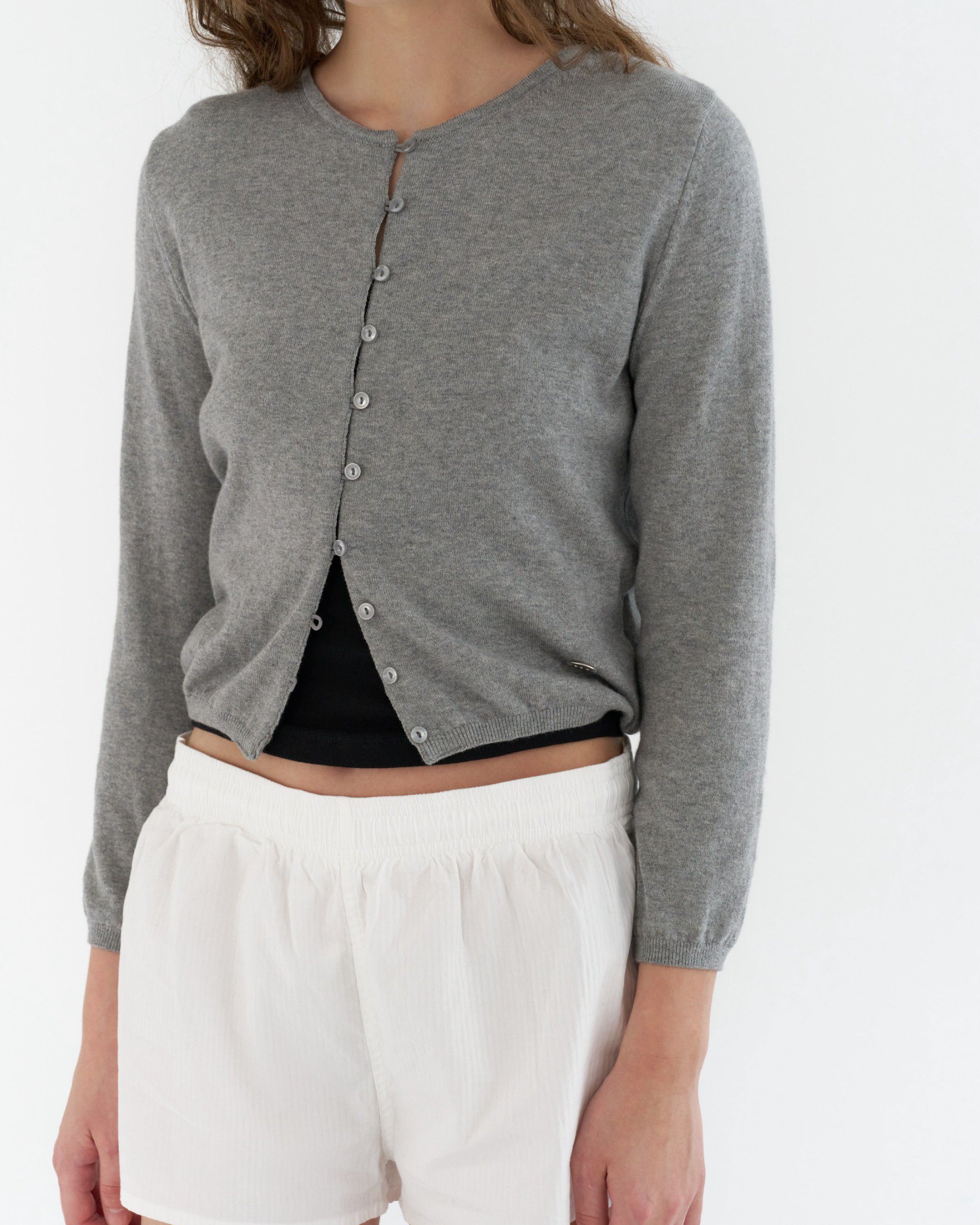 GBH / Cashmere Petite Cardigan - Melange Gray