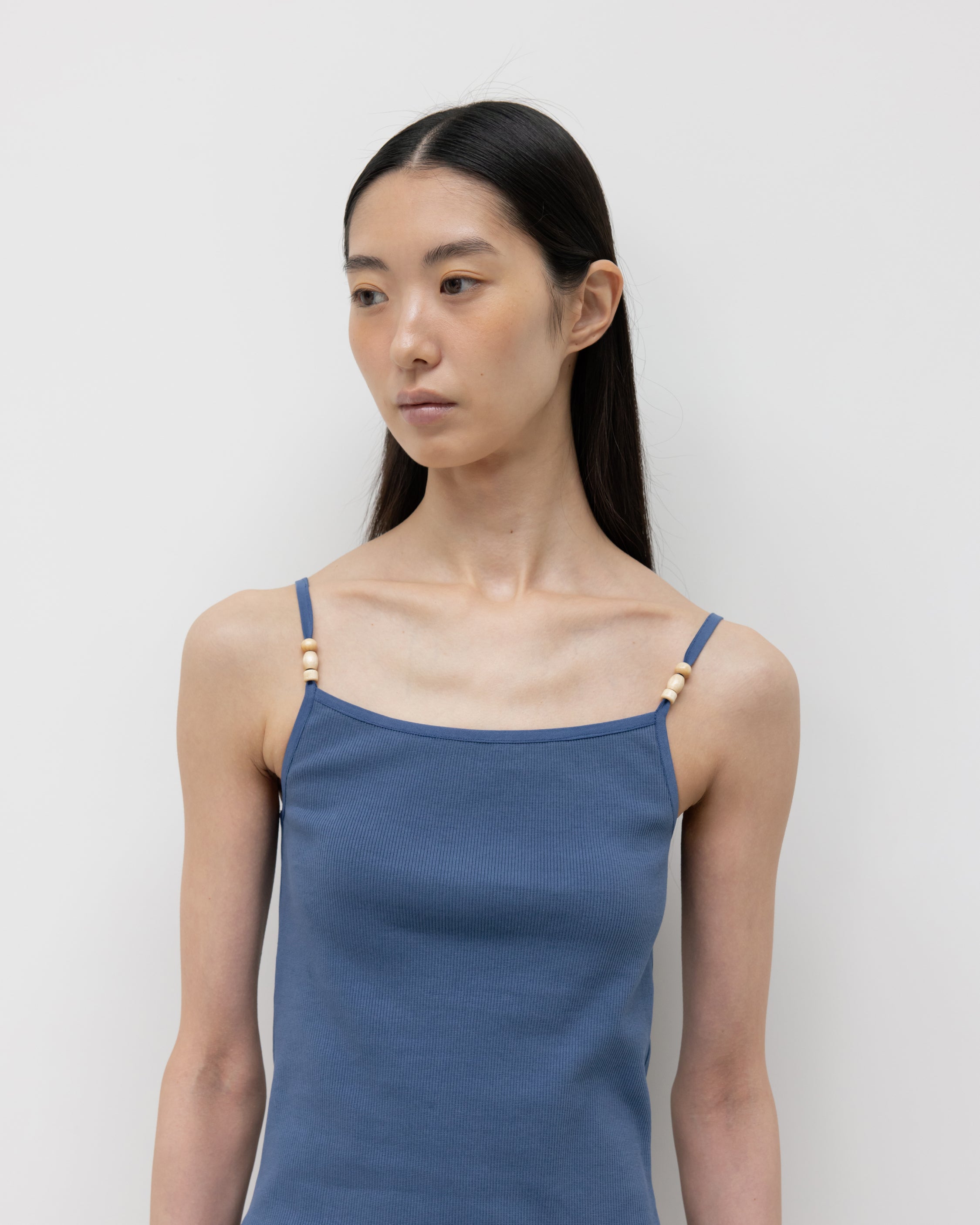 GBH / Wood Beads Sleeveless - Blue Grey