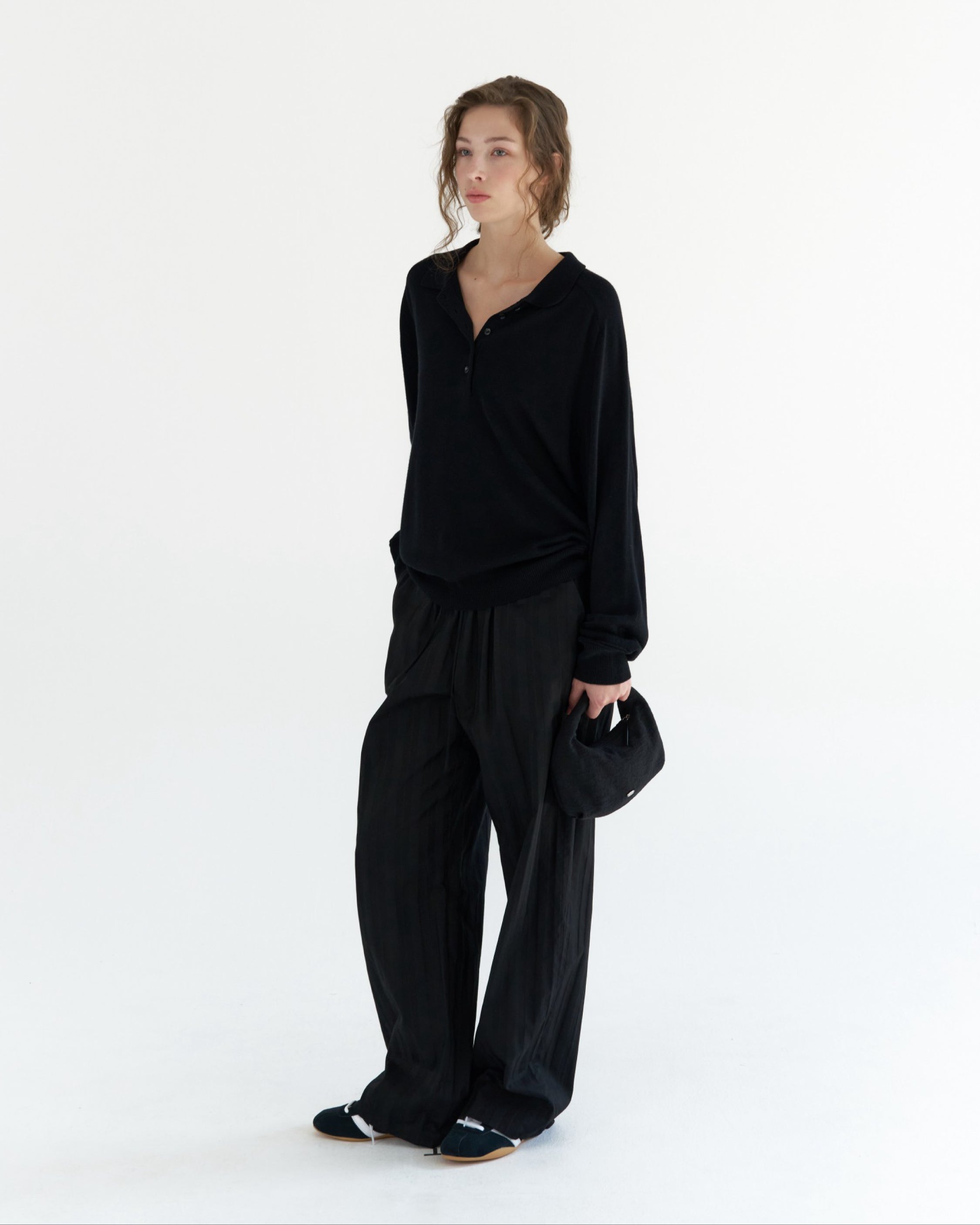 GBH / Wool Silk Polo Knit - Black