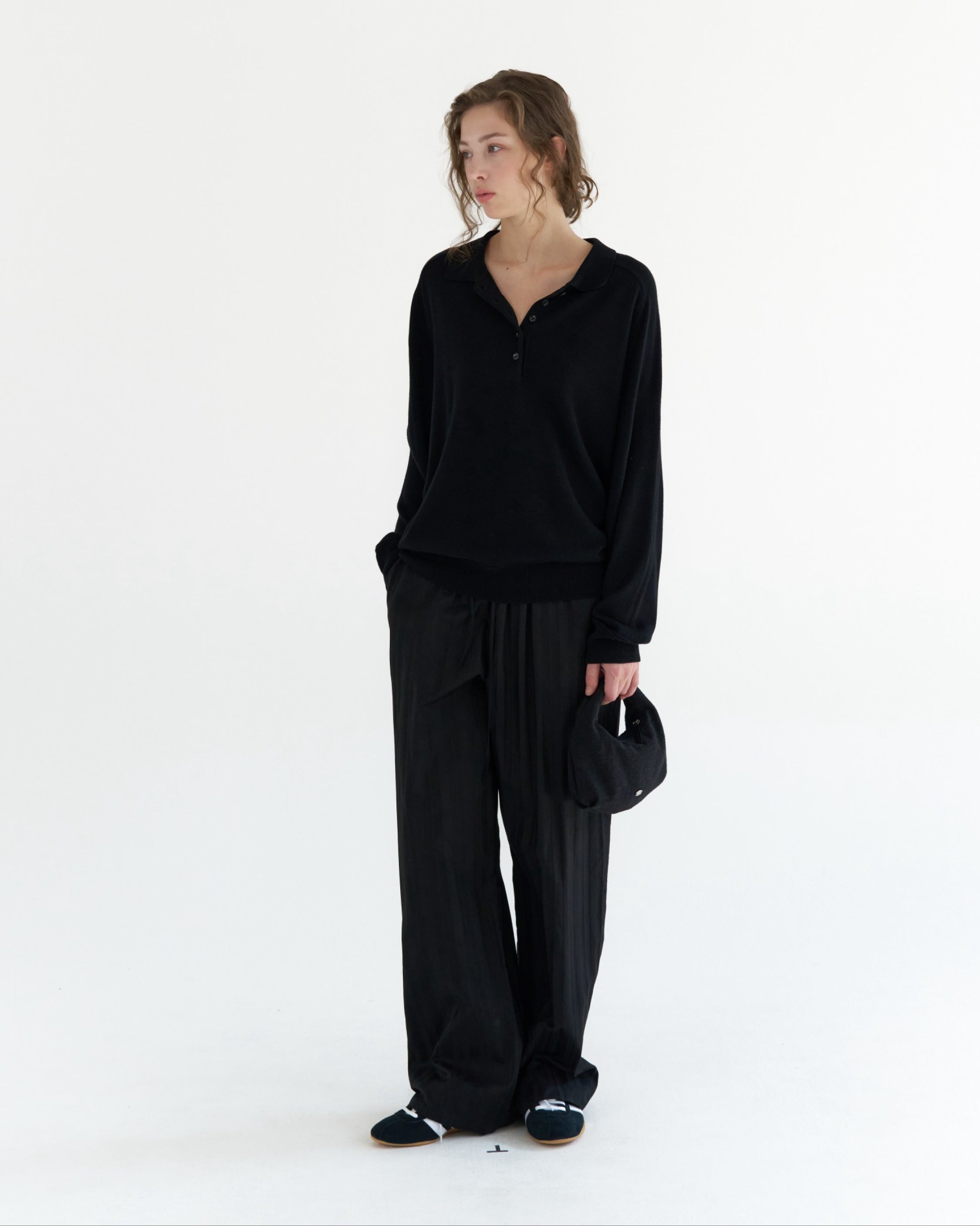 GBH / Wool Silk Polo Knit - Black