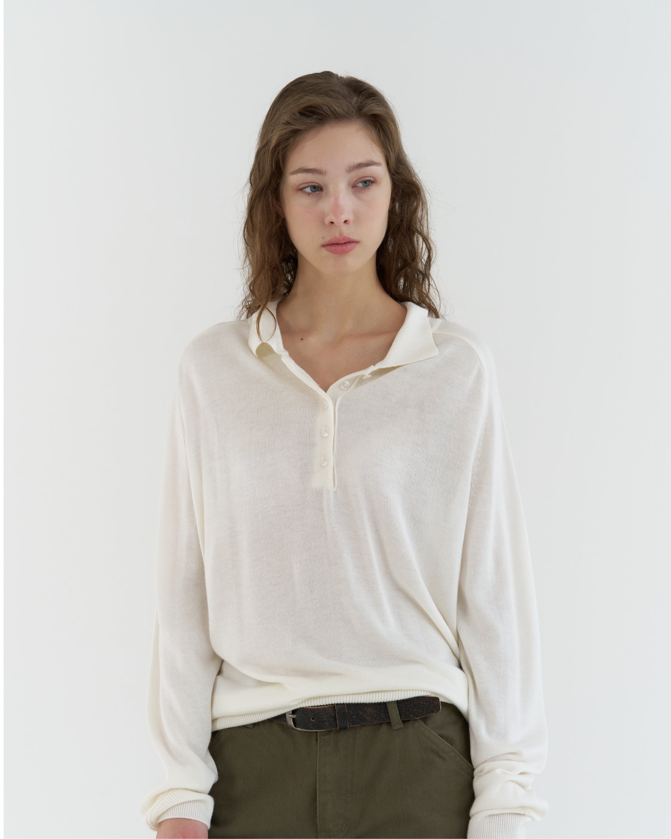 GBH / Wool Silk Polo Knit - Ivory