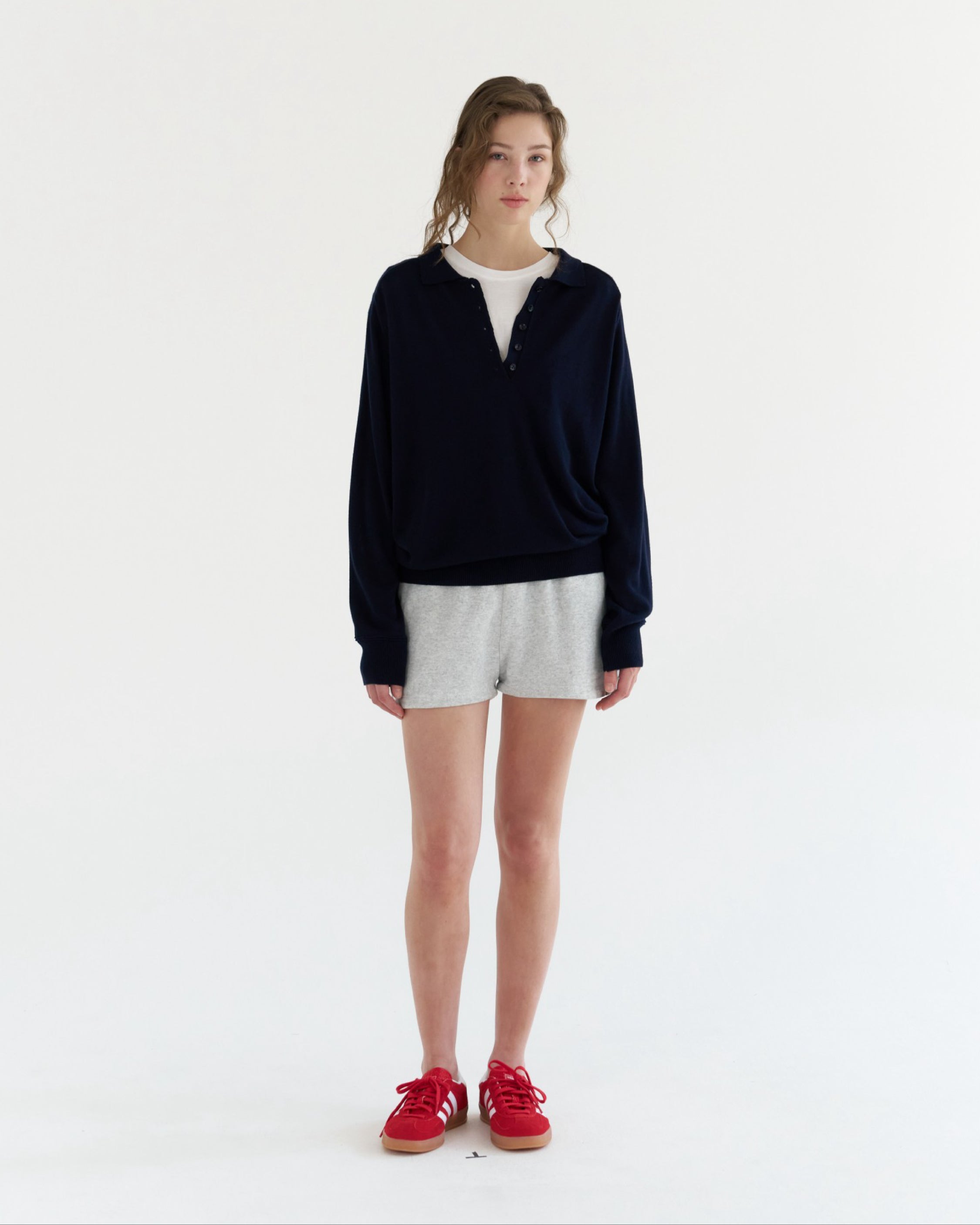 GBH / Wool Silk Polo Knit - Navy