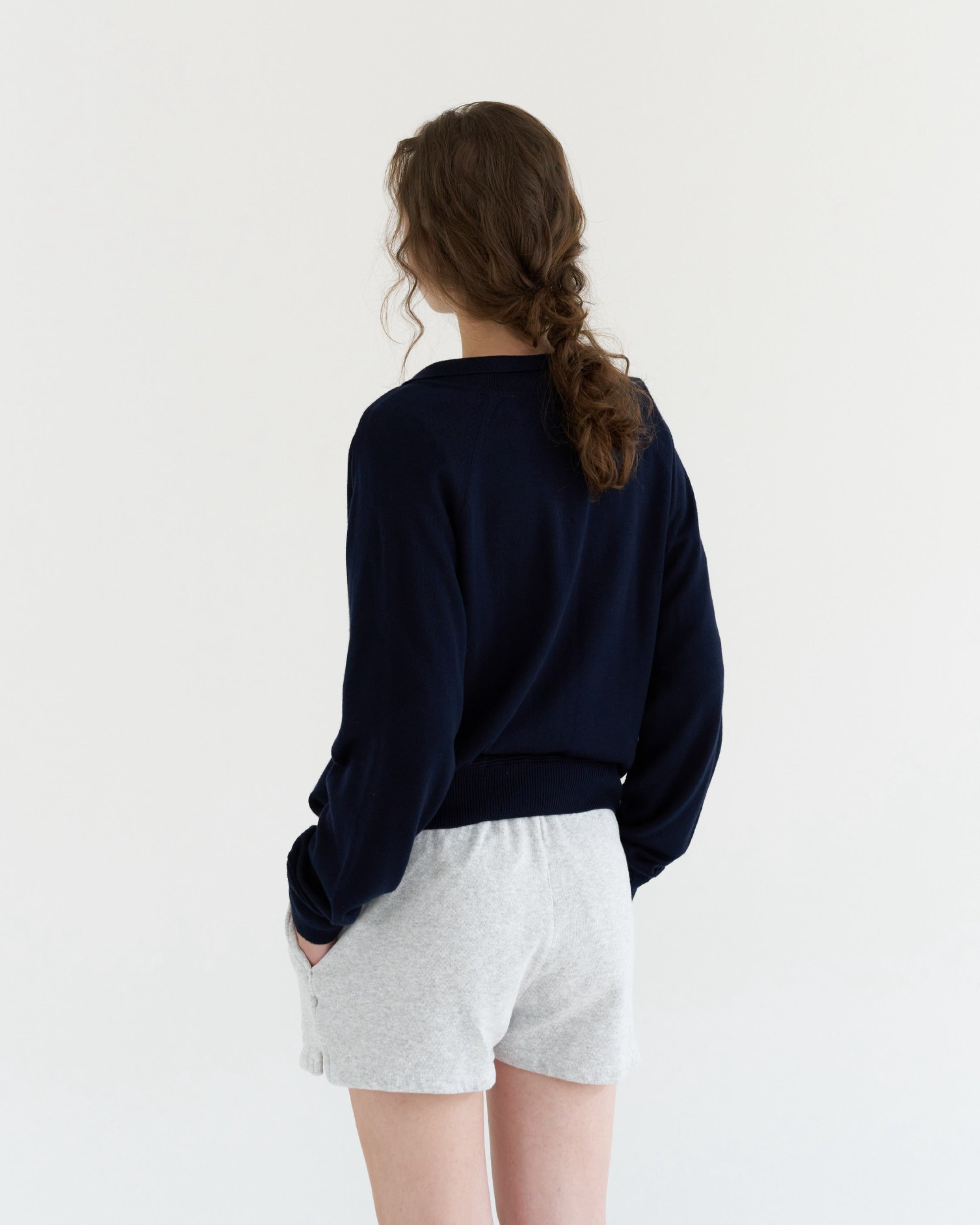 GBH / Wool Silk Polo Knit - Navy