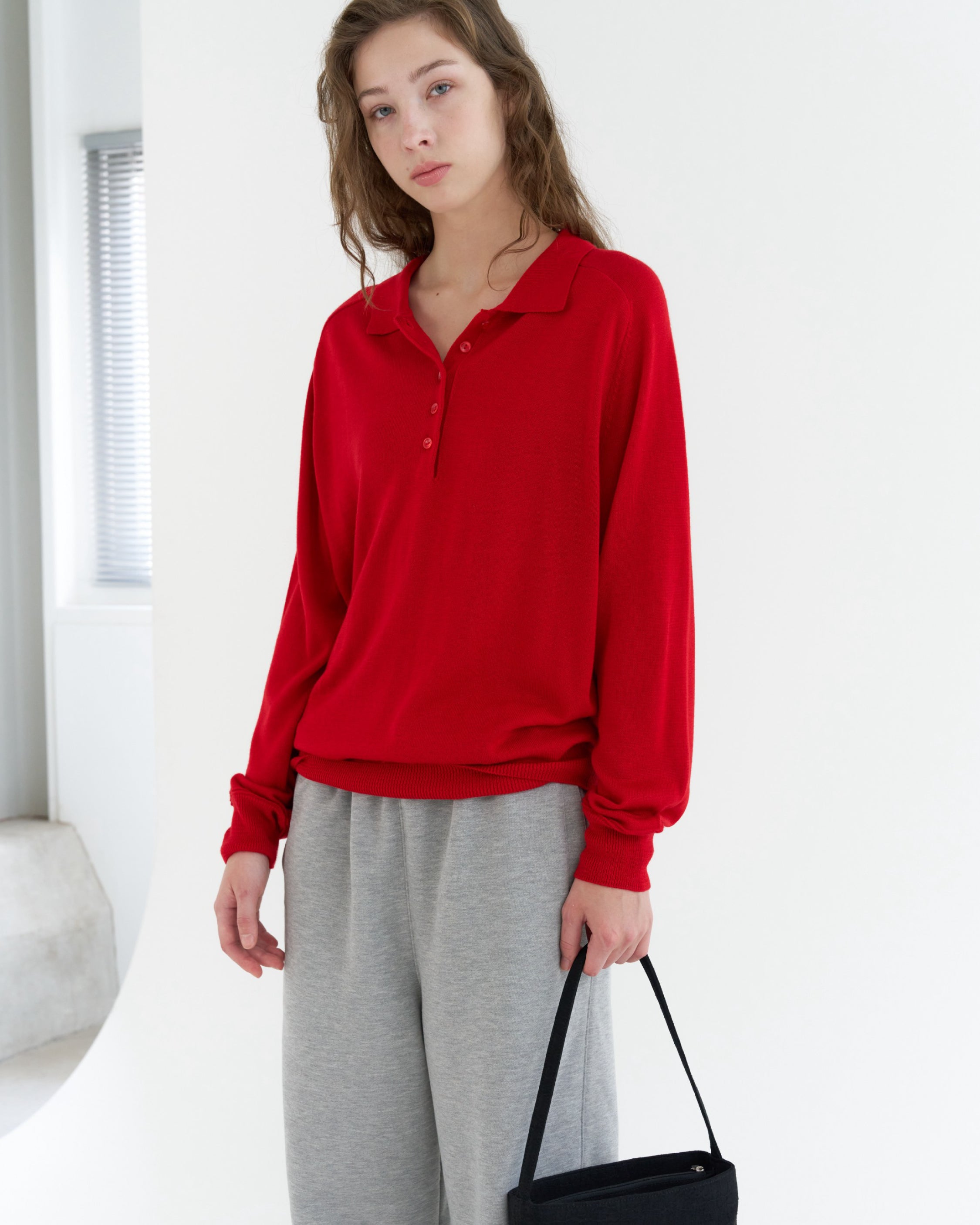 GBH / Wool Silk Polo Knit - Red