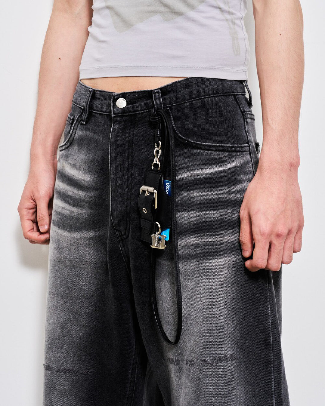 MEG KIM / Belted Brief Card Holder - Black