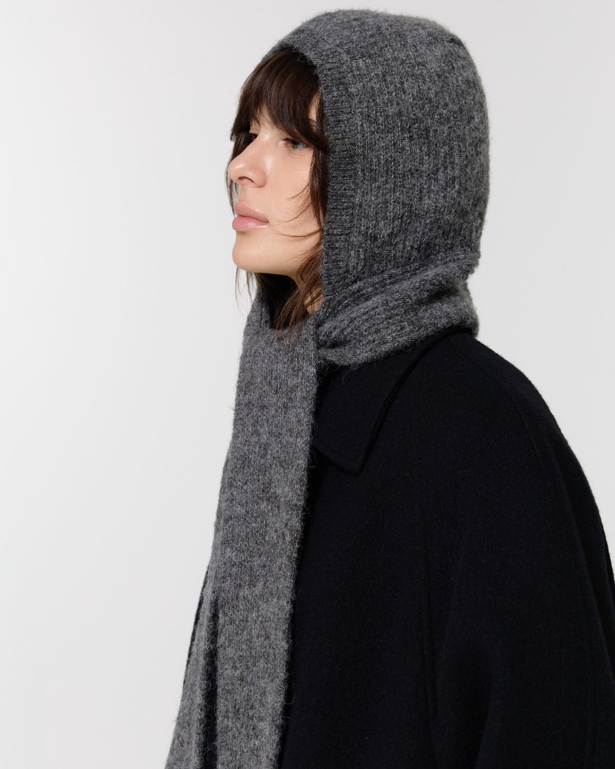 GBH / WOOL ALPACA HOOD SCARF - Charcoal