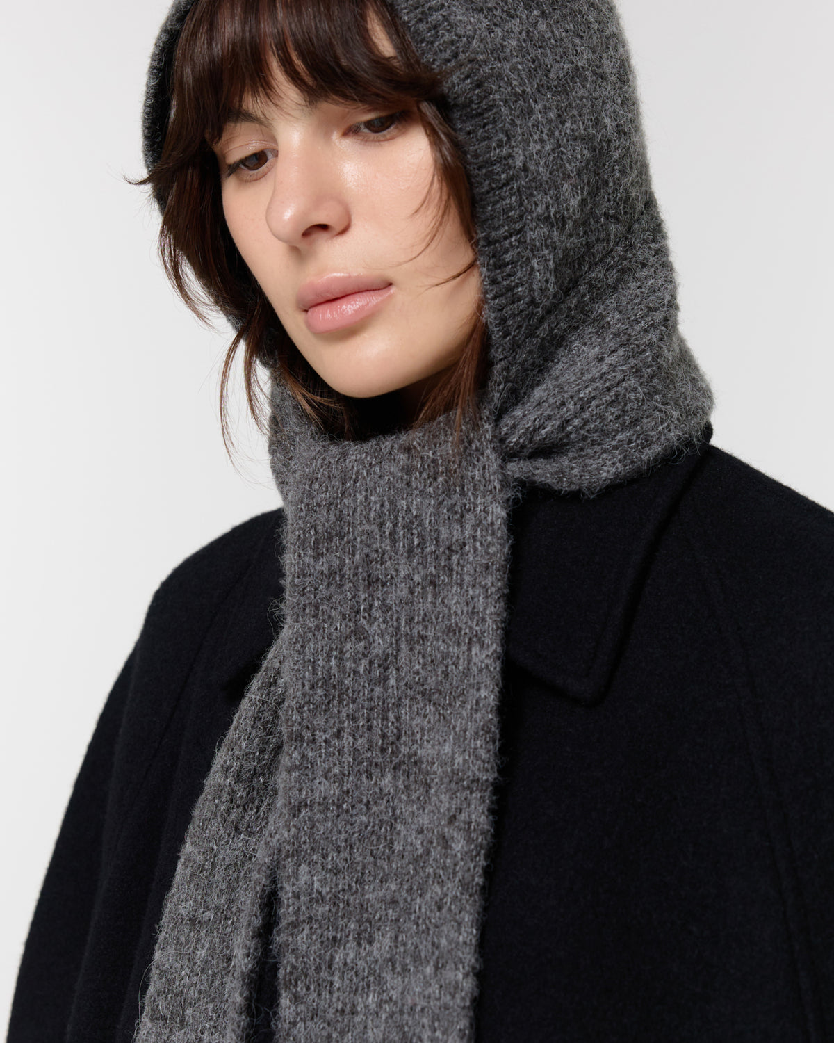 GBH / WOOL ALPACA HOOD SCARF - Charcoal