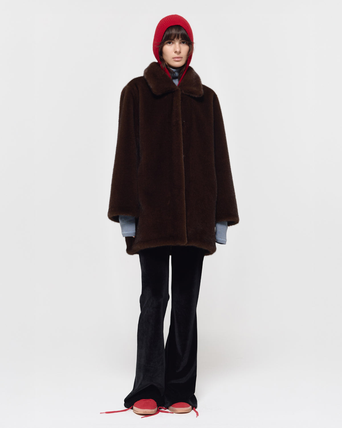 GBH / WOOL ALPACA HOOD SCARF - Red