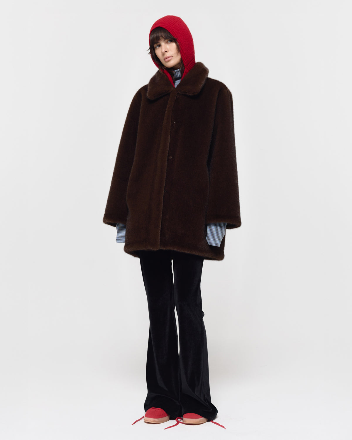 GBH / WOOL ALPACA HOOD SCARF - Red