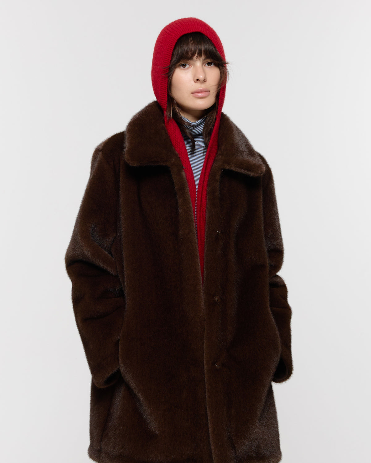 GBH / WOOL ALPACA HOOD SCARF - Red