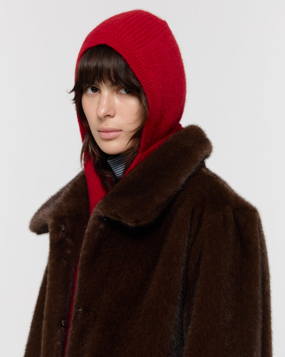 GBH / WOOL ALPACA HOOD SCARF - Red