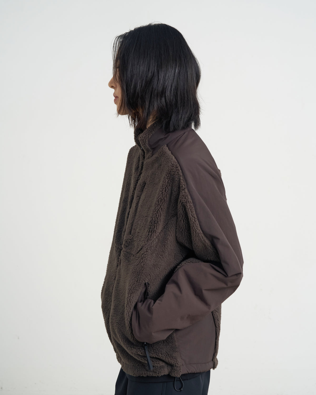 GOYOWEAR / Nylon Shear Fleece Jacket - Brown Grey