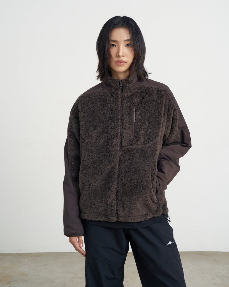 GOYOWEAR / Nylon Shear Fleece Jacket - Brown Grey