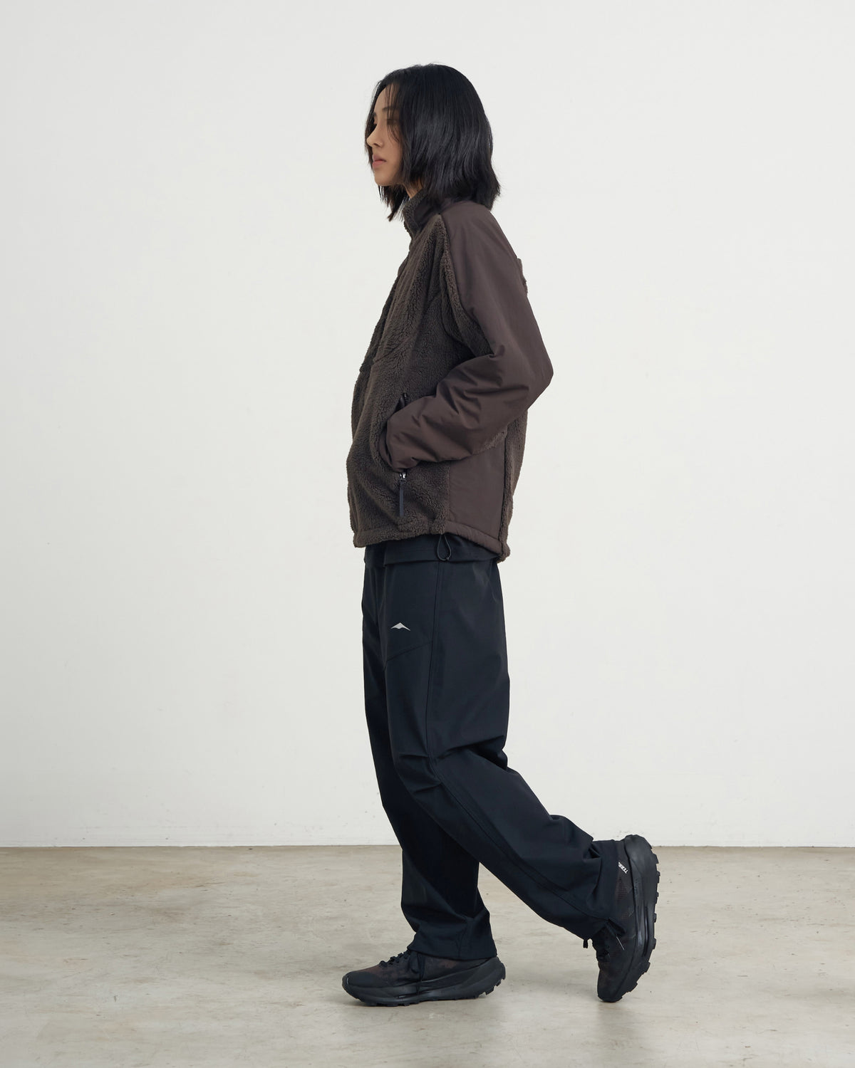 GOYOWEAR / Nylon Shear Fleece Jacket - Brown Grey