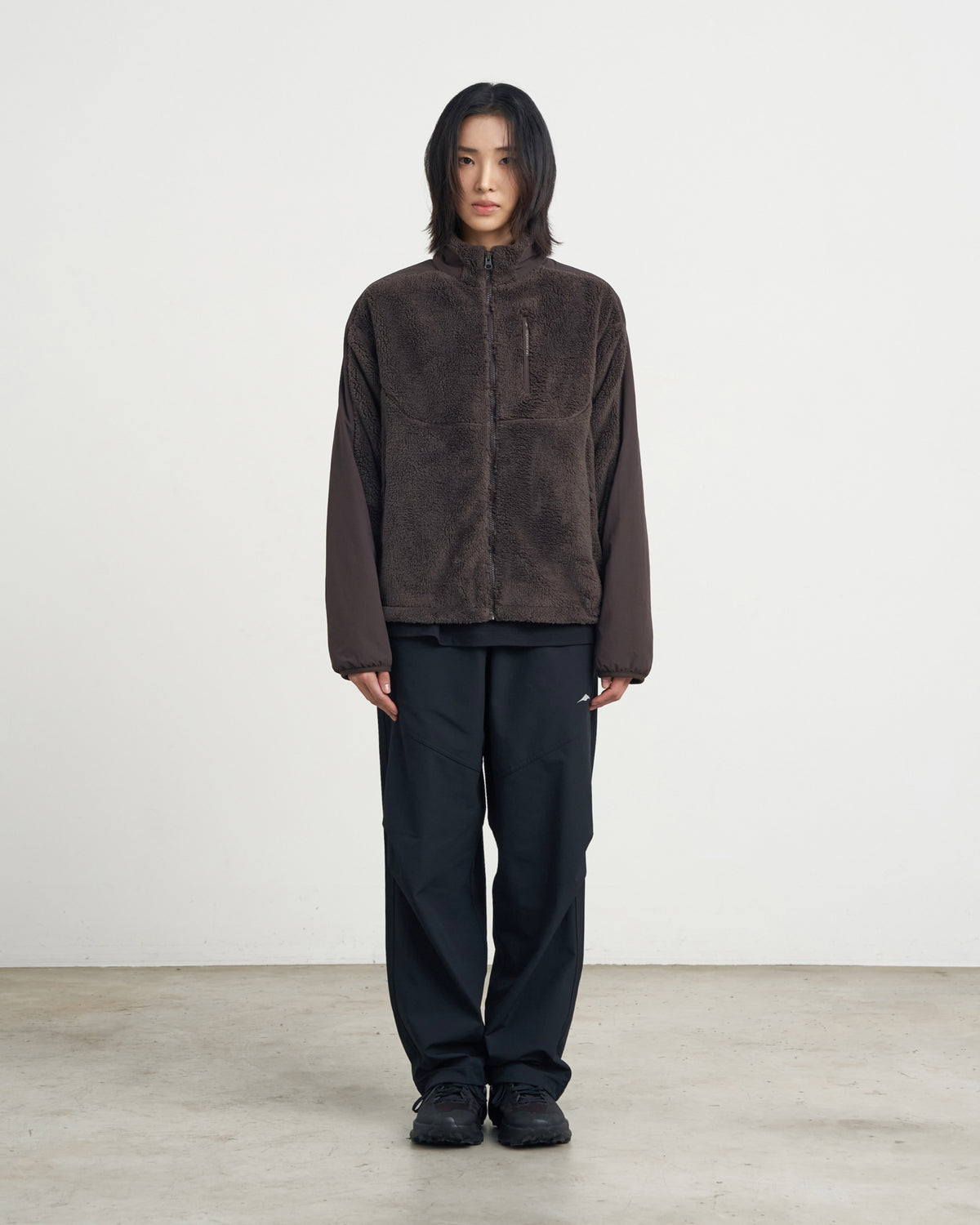 GOYOWEAR / Nylon Shear Fleece Jacket - Brown Grey