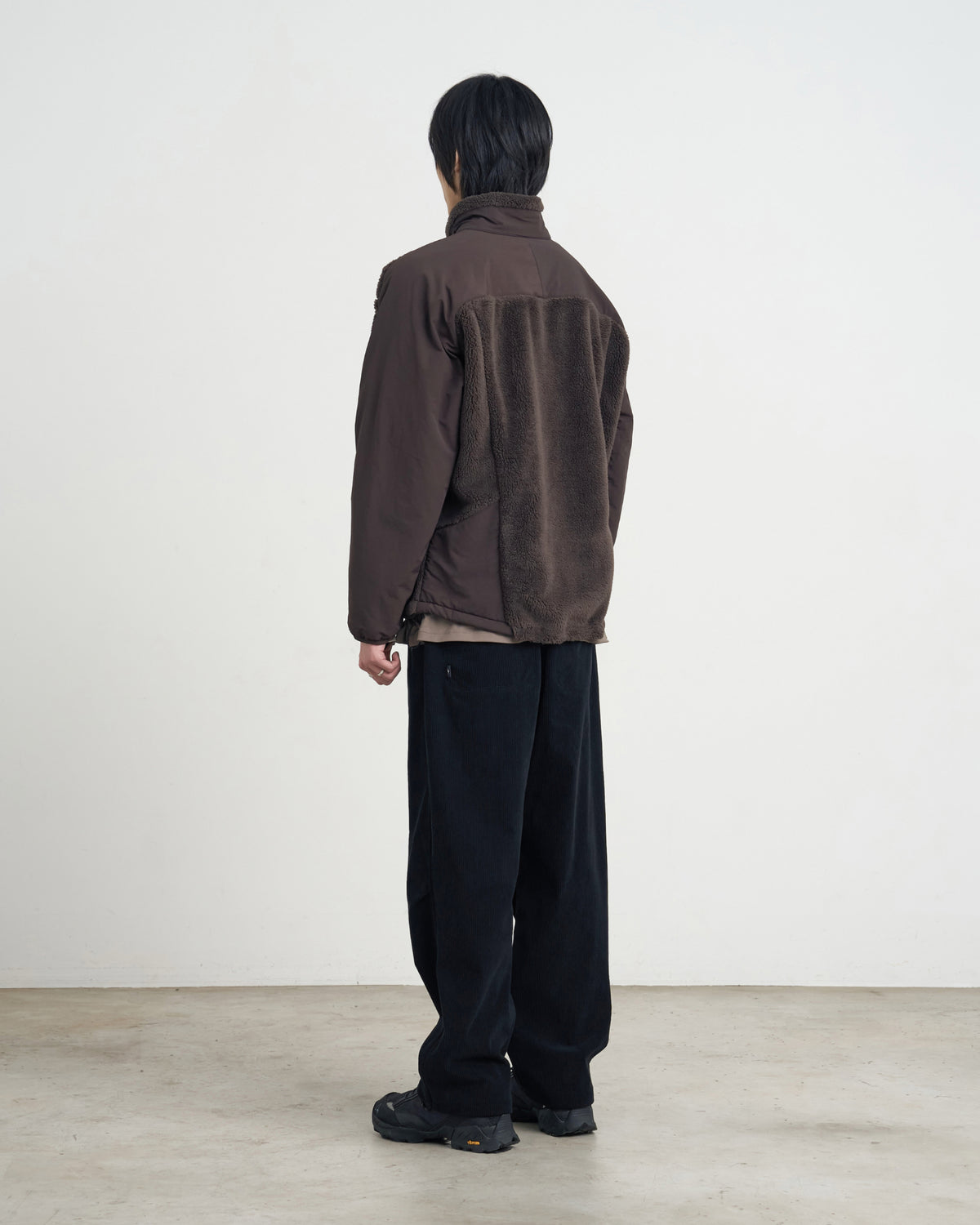 GOYOWEAR / Nylon Shear Fleece Jacket - Brown Grey