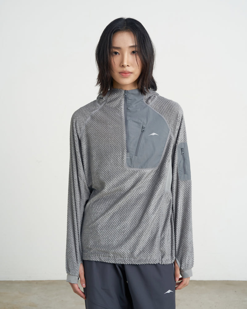 GOYOWEAR / Octa Light-Weight-Half Zip Hoodie - Silver Grey