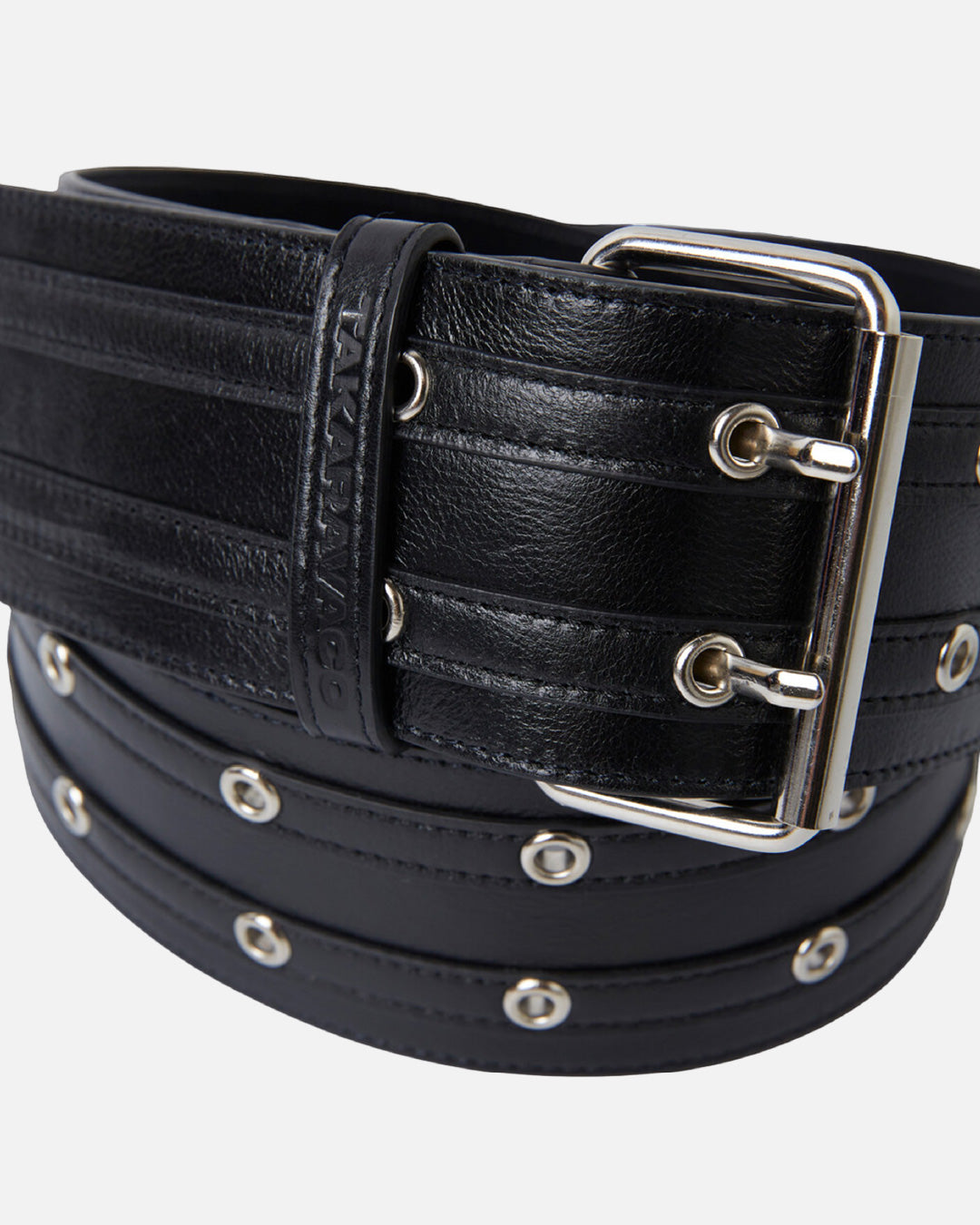 Two Line Eyelet Belt - Black
