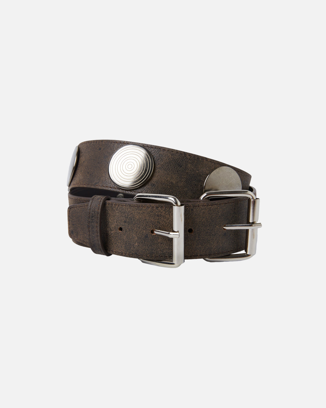 Mirror Rivet Belt - Brown