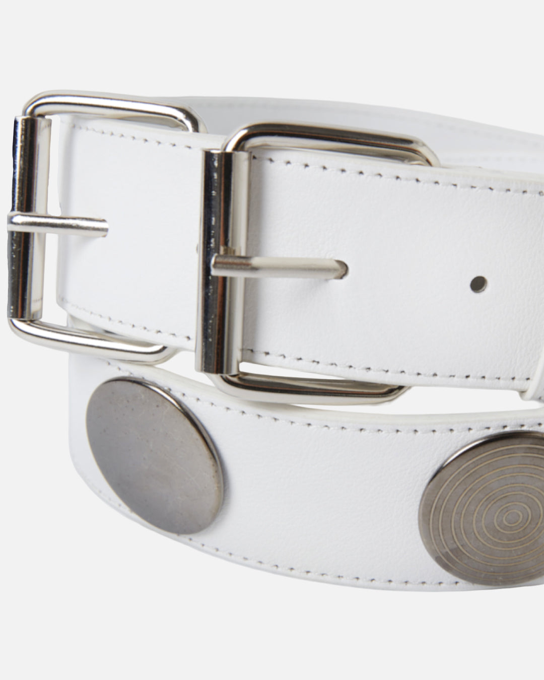 Mirror Rivet Belt - White