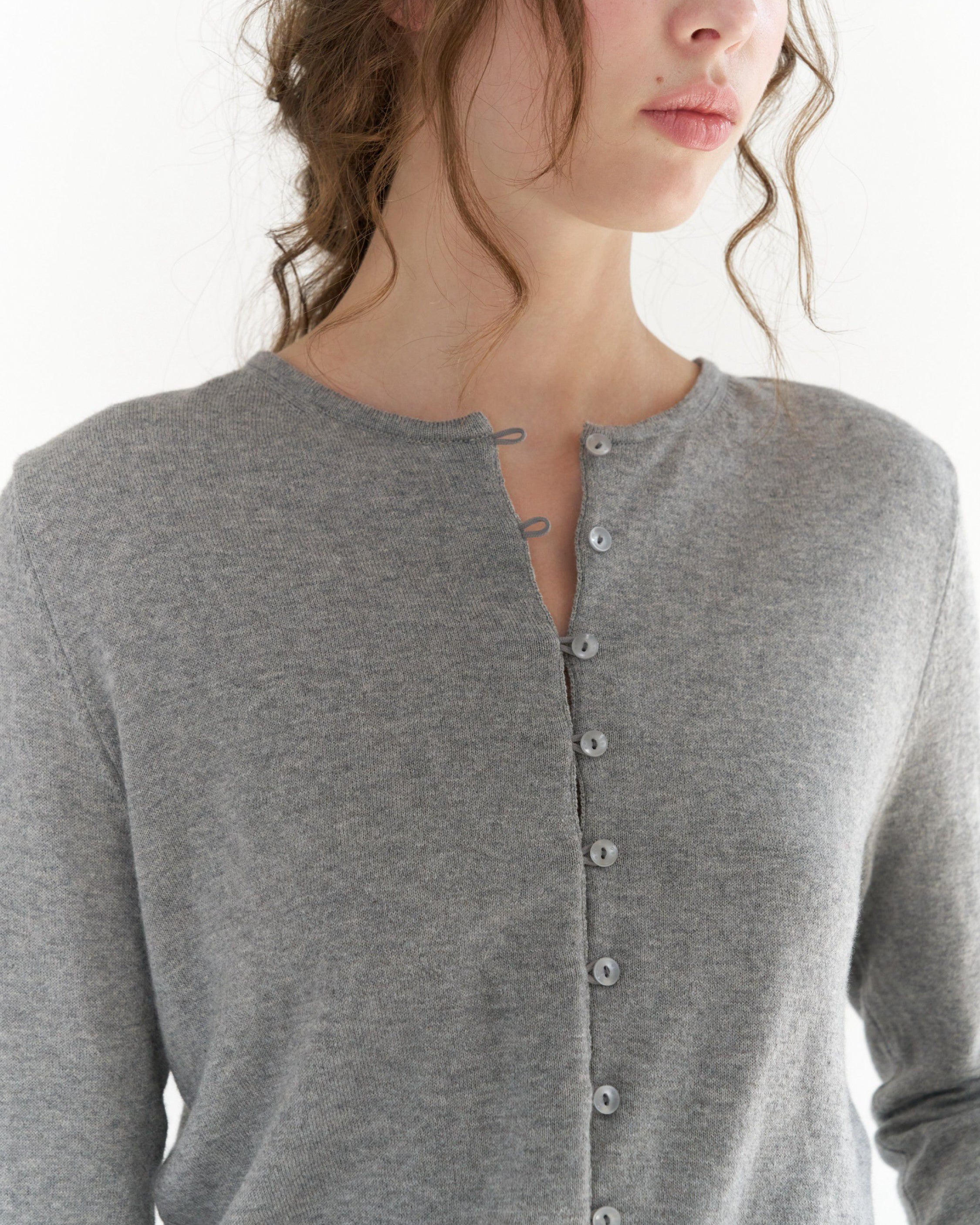 GBH / Cashmere Petite Cardigan - Melange Gray