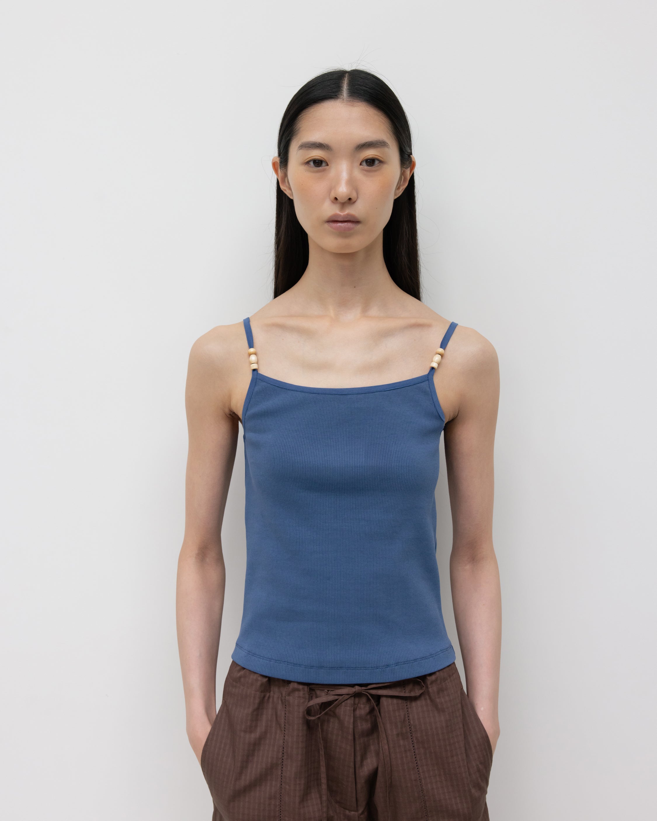 GBH / Wood Beads Sleeveless - Blue Grey