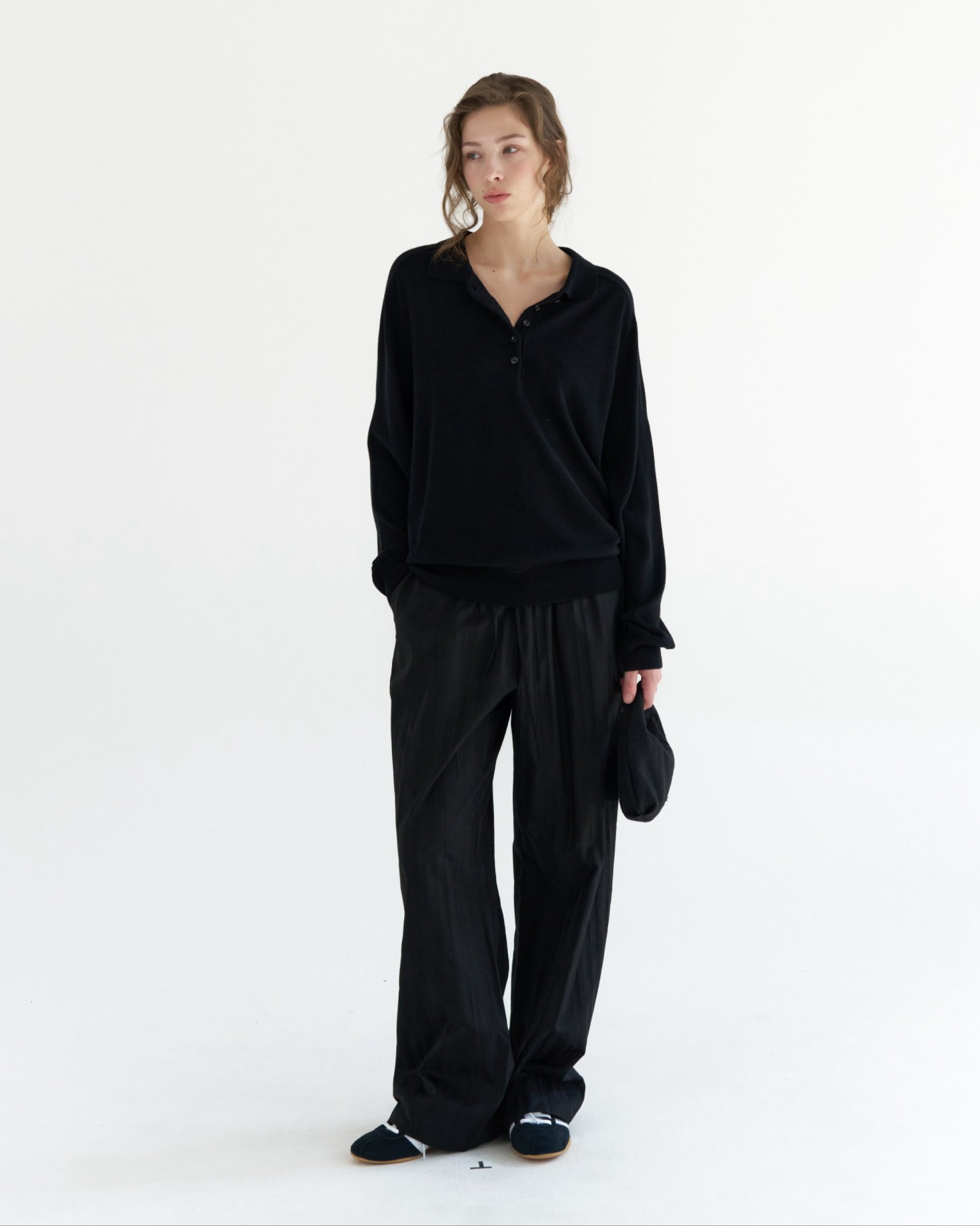 GBH / Wool Silk Polo Knit - Black