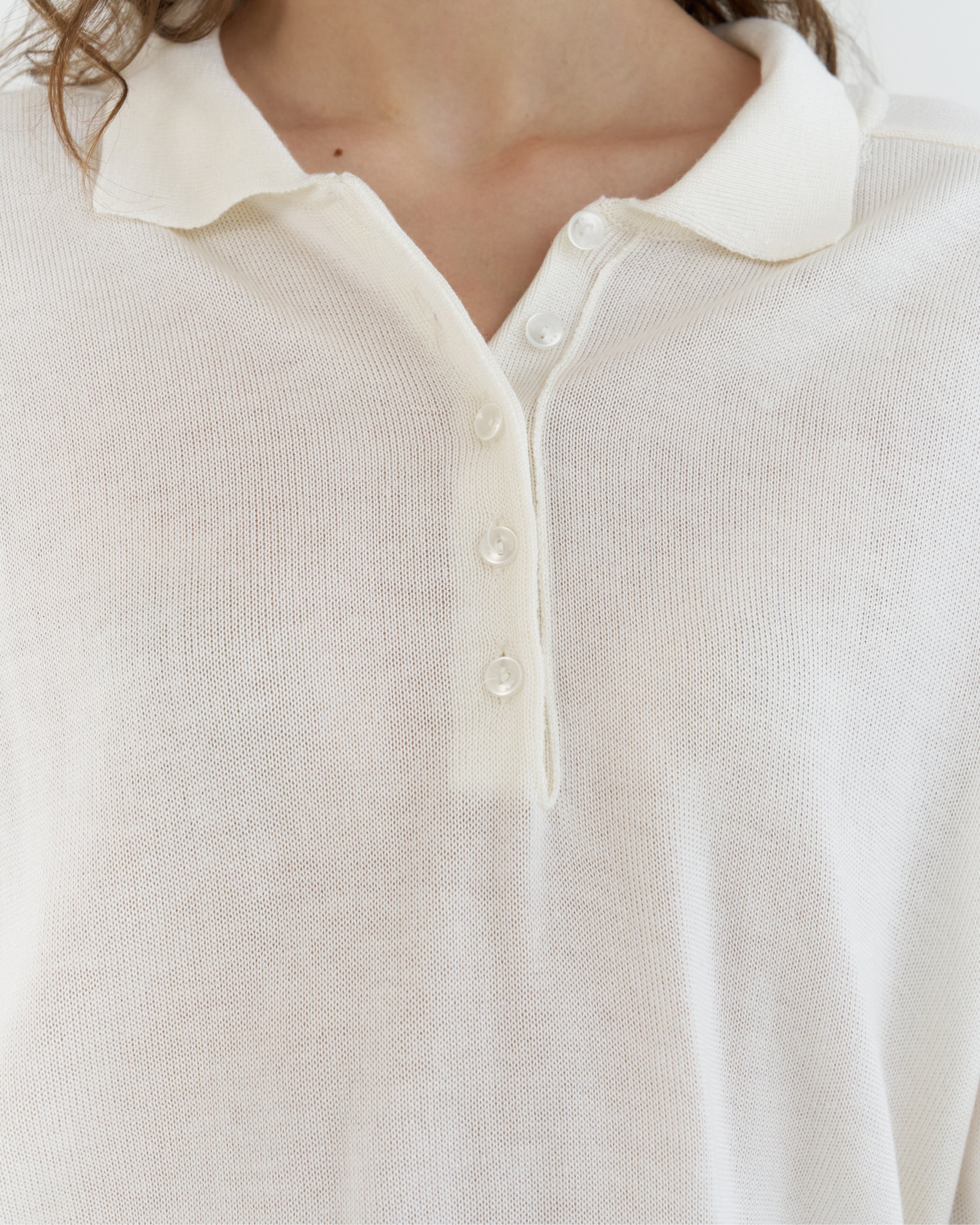 GBH / Wool Silk Polo Knit - Ivory