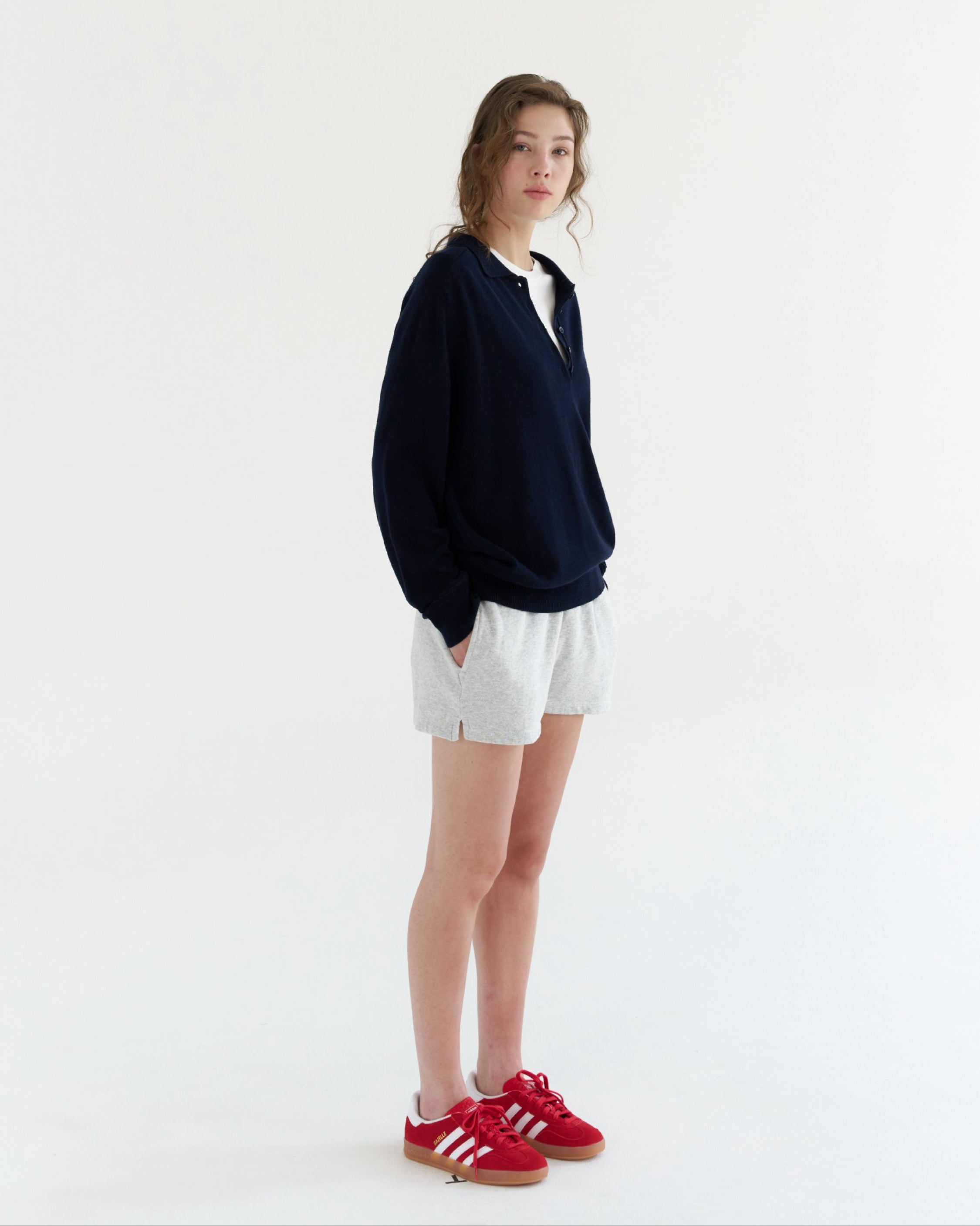 GBH / Wool Silk Polo Knit - Navy