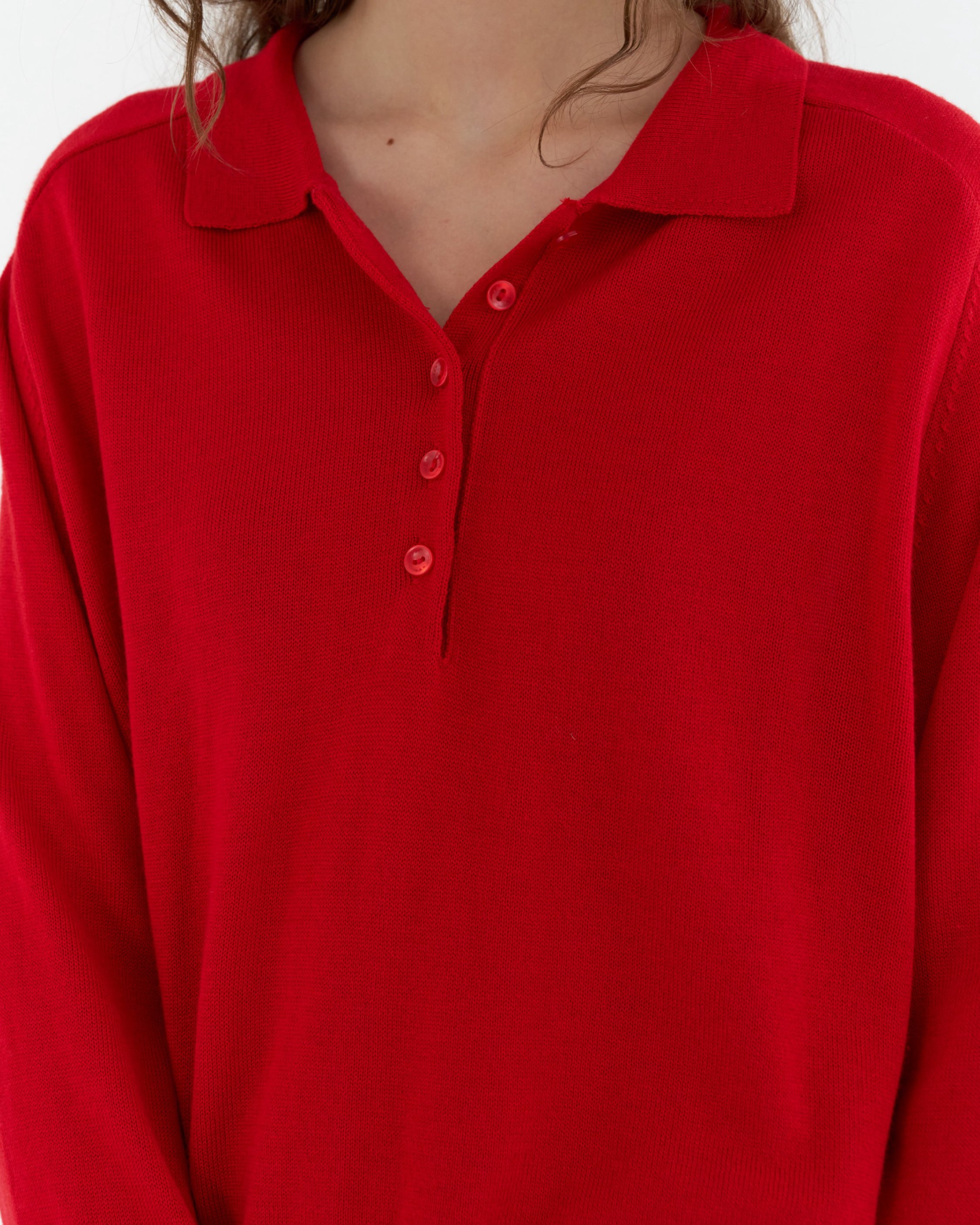 GBH / Wool Silk Polo Knit - Red