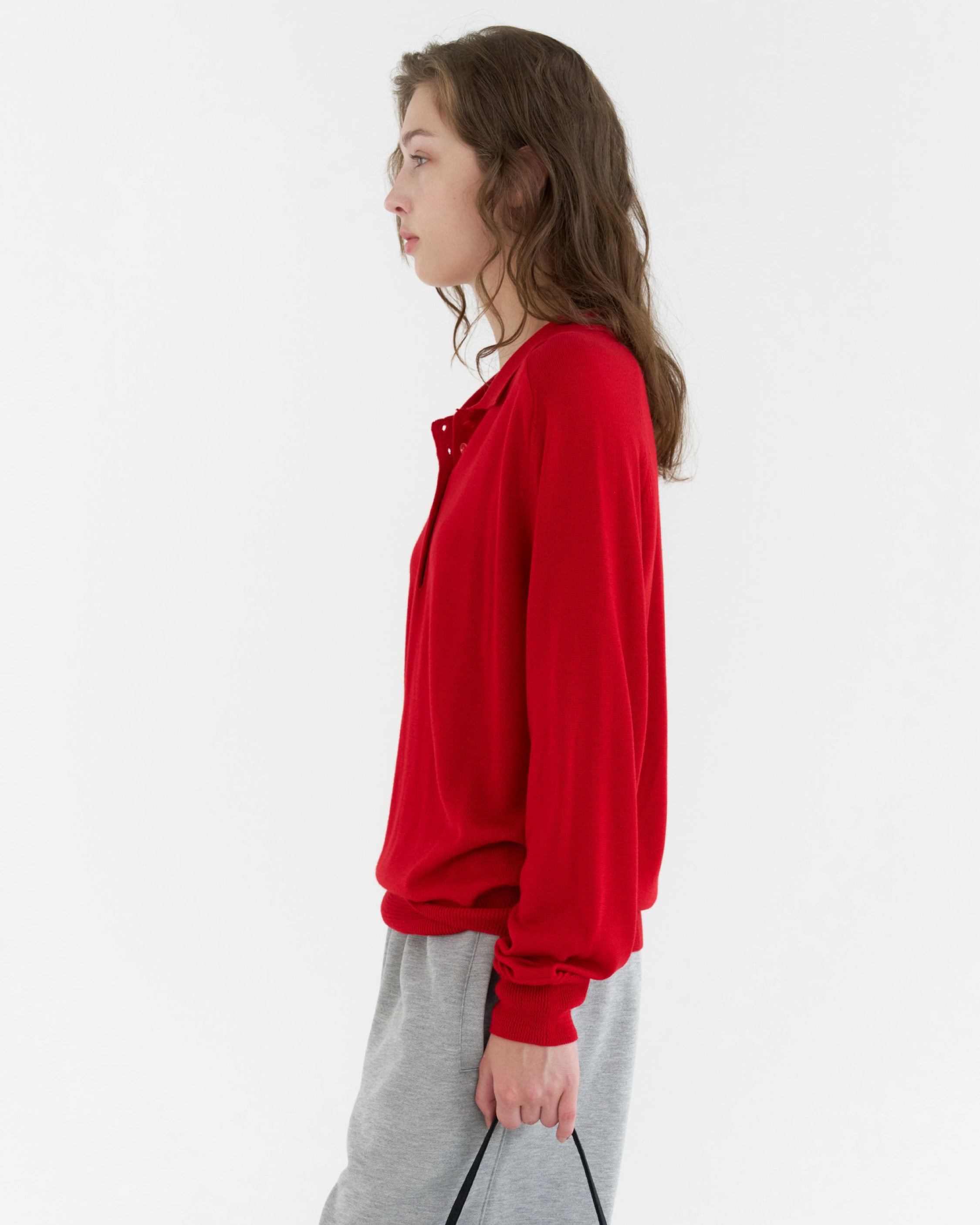 GBH / Wool Silk Polo Knit - Red